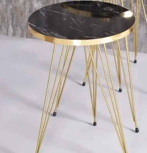 Black Marble Coffee Table with Gold Metal Legs - Round Home Essential