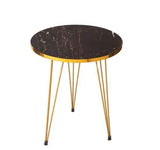 Black Marble Coffee Table with Gold Metal Legs - Round Home Essential