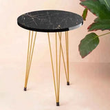 Black Marble Coffee Table with Gold Metal Legs - Round Home Essential