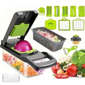 Multifunctional Onion Cutter Slicer Chopper with Container for Fruits, Vegetables, and Garlic