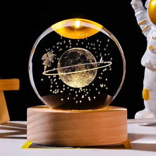 3d Galaxy Solar System Crystal Ball Night Light With Wooden Base smart shop