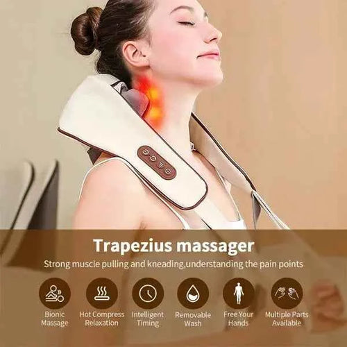 Wireless Neck and Shoulder Massager - Electric Kneading Neck and Back Massage Pillow Shawl for Relaxation