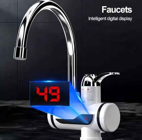 Electric Water Heating Tap - Shock-proof Design, Digital Temp° Display, Hot & Cold Water for Kitchens and Bathrooms