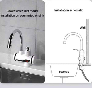 Electric Water Heating Tap - Shock-proof Design, Digital Temp° Display, Hot & Cold Water for Kitchens and Bathrooms