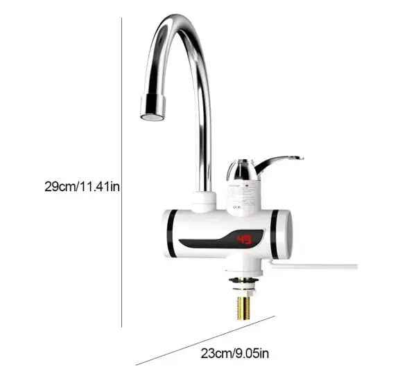 Electric Water Heating Tap - Shock-proof Design, Digital Temp° Display, Hot & Cold Water for Kitchens and Bathrooms