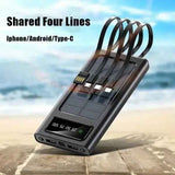 Solar Power Bank 10000mAh Portable Fast Charger with Built-In Cables Model J-118