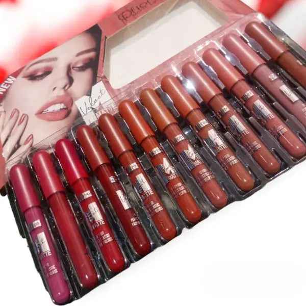 Matt Lipgloss Pack of 12 for Long-Lasting Matte Color