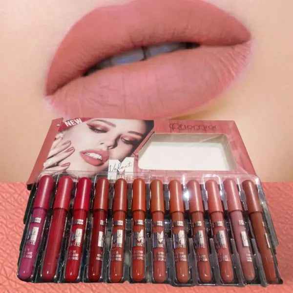 Matt Lipgloss Pack of 12 for Long-Lasting Matte Color